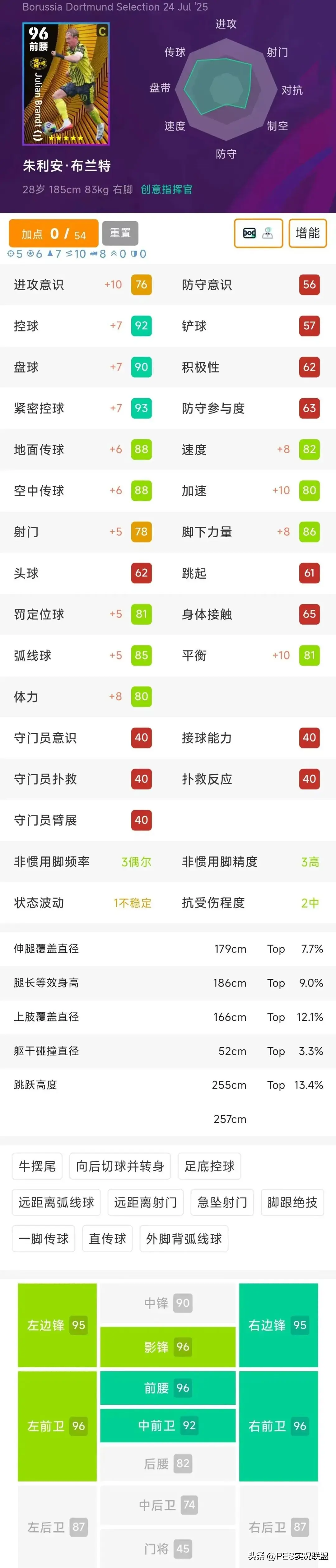 cm的身高, 臂长